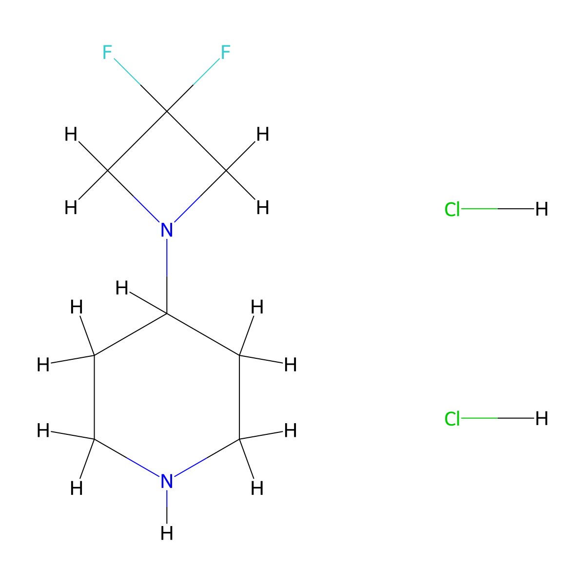 4-(3,3-Difluoroazetidin-1-yl)piperidine dihydrochloride molecular structure, CAS 1373503-66-2