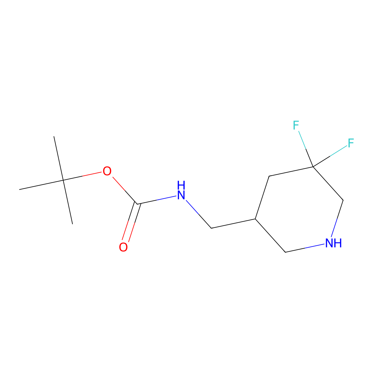 tert-Butyl ((5,5-difluoropiperidin-3-yl)methyl)carbamate molecular structure, CAS 1373503-70-8