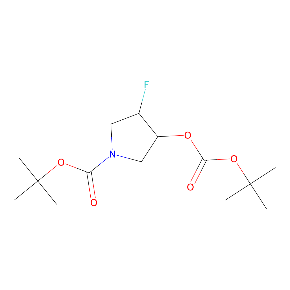 tert-Butyl trans-3-(tert-butoxycarbonyloxy)-4-fluoropyrrolidine-1-carboxylate molecular structure, CAS 1373503-73-1