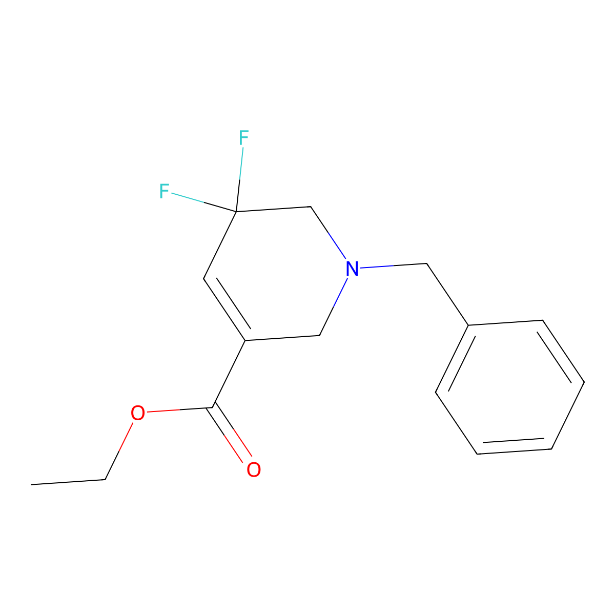 Ethyl 1-benzyl-5,5-difluoro-1,2,5,6-tetrahydropyridine-3-carboxylate molecular structure, CAS 1373503-79-7