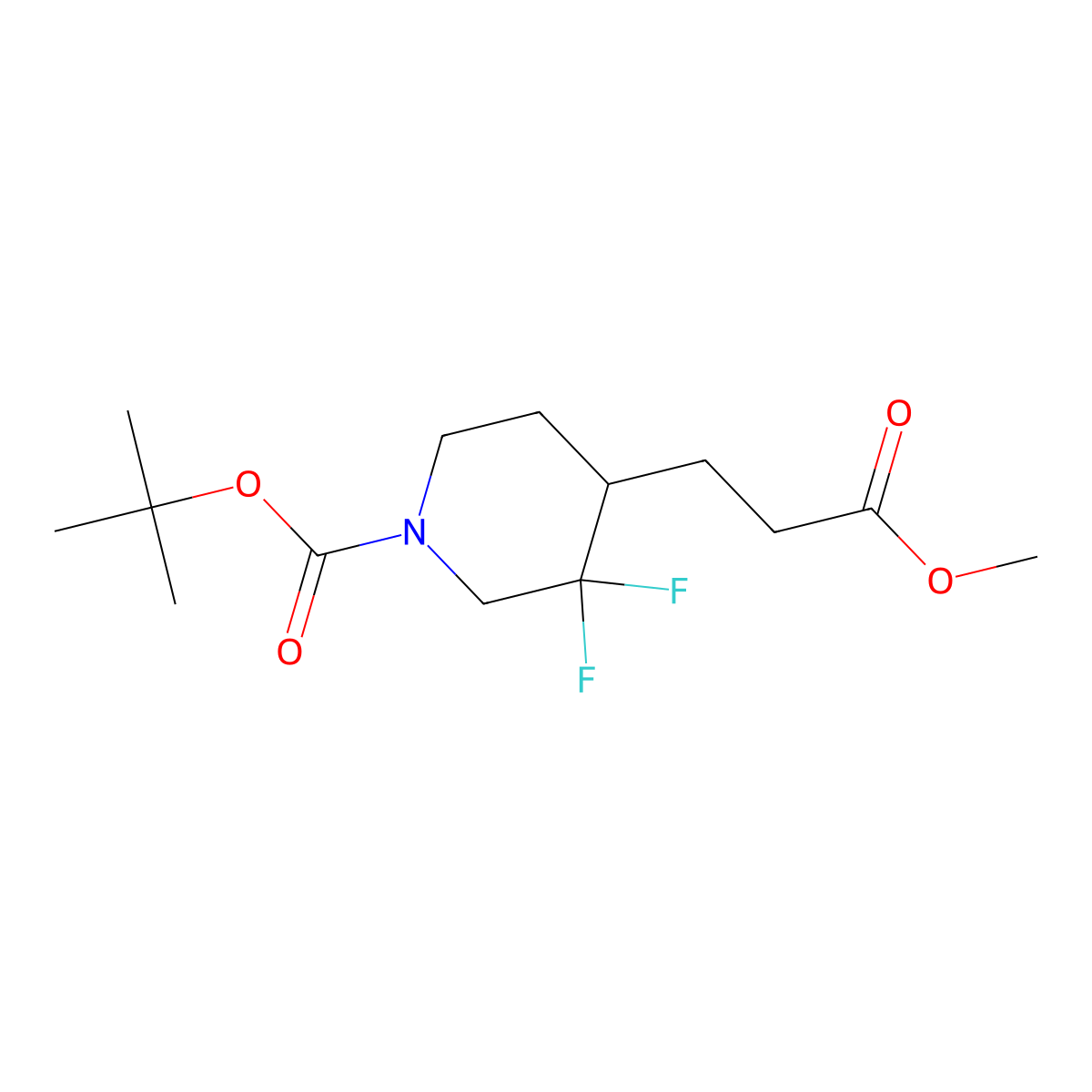 Tert-butyl 3,3-difluoro-4-(3-methoxy-3-oxo-propyl)piperidine-1-carboxylate molecular structure, CAS 1373503-82-2