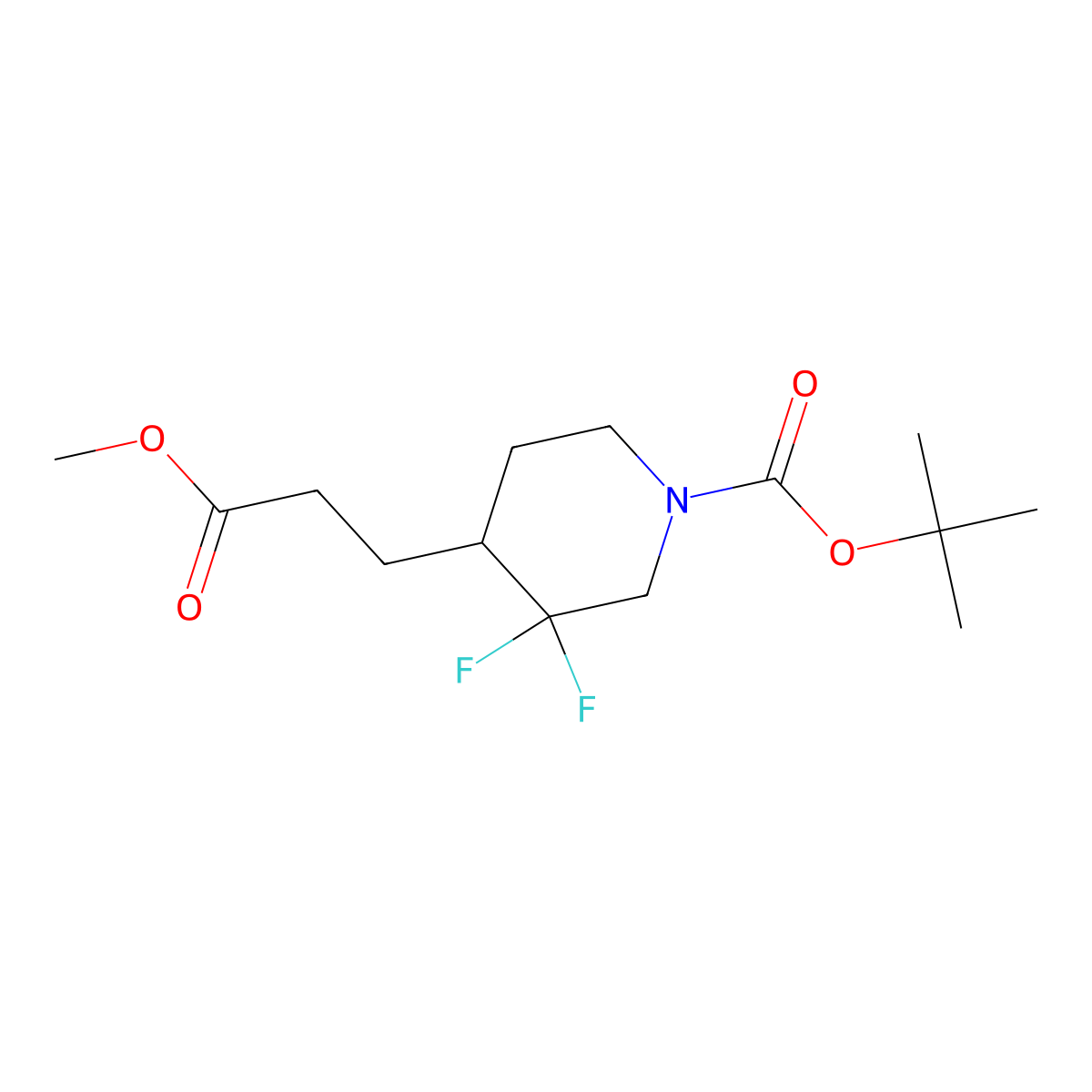 Tert-butyl 3,3-difluoro-4-(3-methoxy-3-oxo-propyl)piperidine-1-carboxylate molecular structure, CAS 1373503-82-2