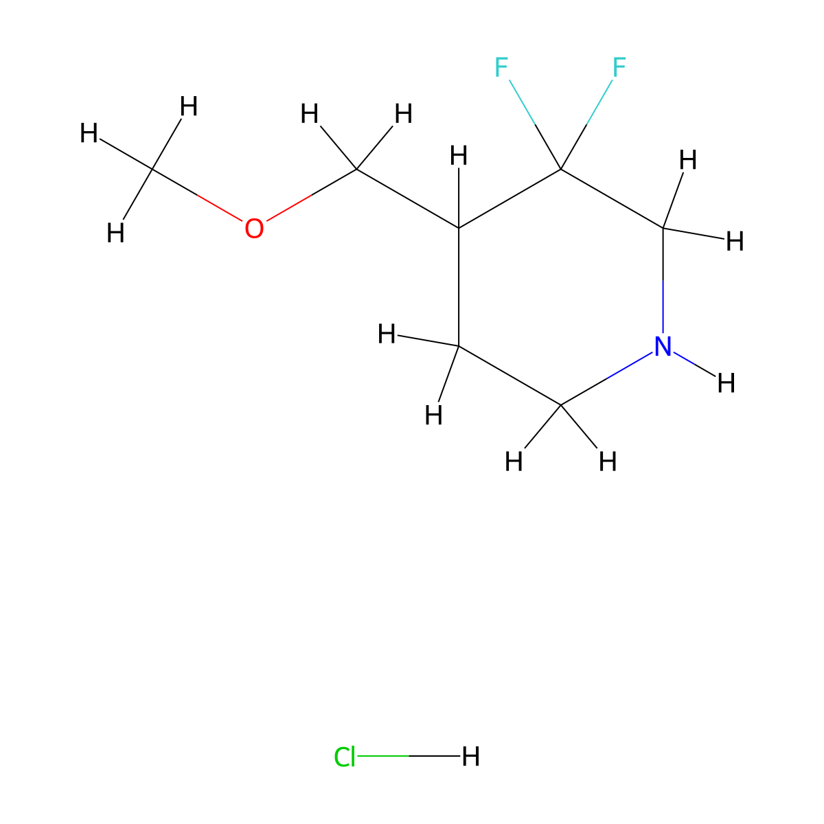 3,3-Difluoro-4-(methoxymethyl)piperidine Hydrochloride molecular structure, CAS 1373504-03-0