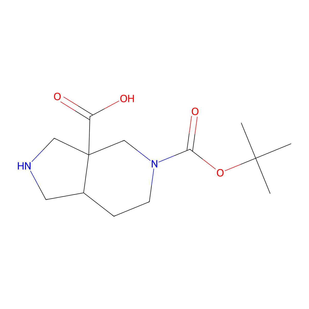 5-((tert-butoxy)carbonyl)-octahydro-1H-pyrrolo(3,4-c)pyridine-3a-carboxylic acid molecular structure, CAS 1373504-15-4