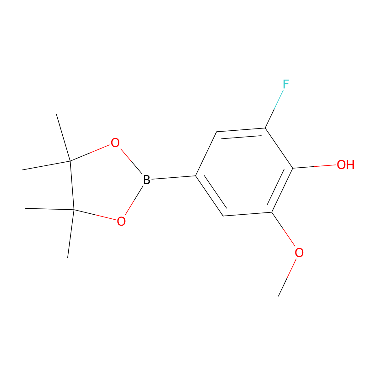 2-Fluoro-6-methoxy-4-(4,4,5,5-tetramethyl-1,3,2-dioxaborolan-2-yl)phenol molecular structure, CAS 1373511-19-3