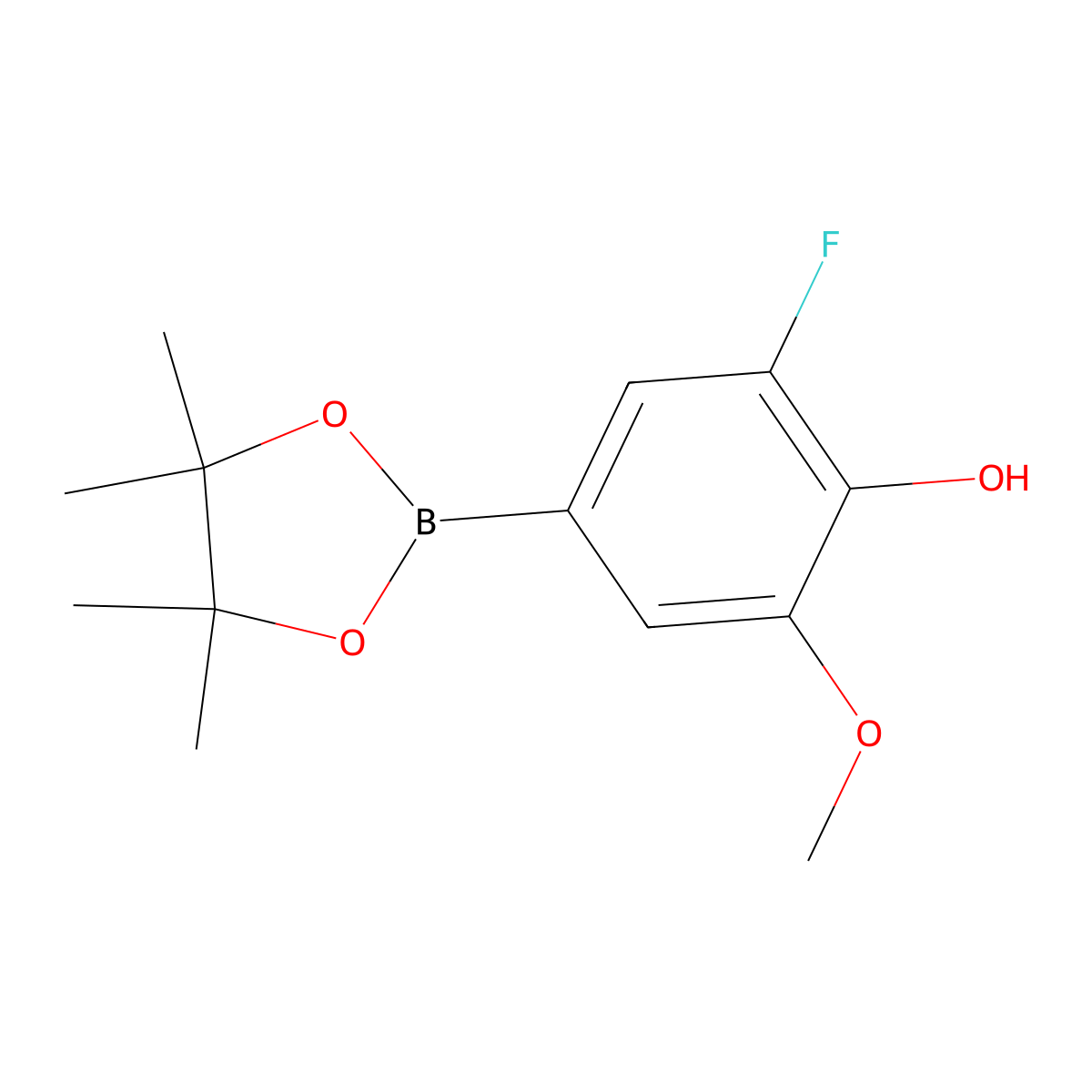 2-Fluoro-6-methoxy-4-(4,4,5,5-tetramethyl-1,3,2-dioxaborolan-2-yl)phenol molecular structure, CAS 1373511-19-3