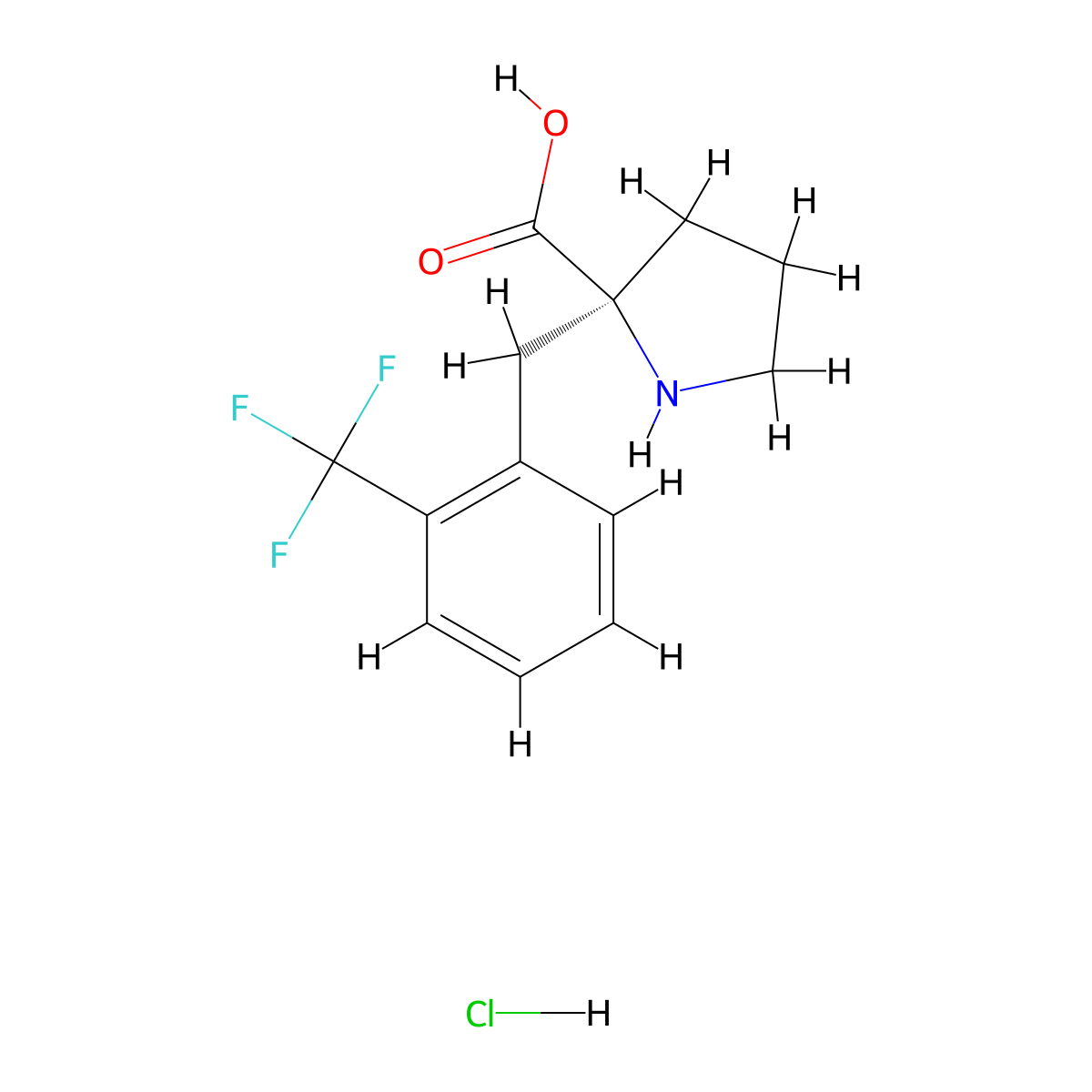 (S)-alpha-(2-Trifluoromethyl-benzyl)-proline-HCl molecular structure, CAS 1373512-28-7