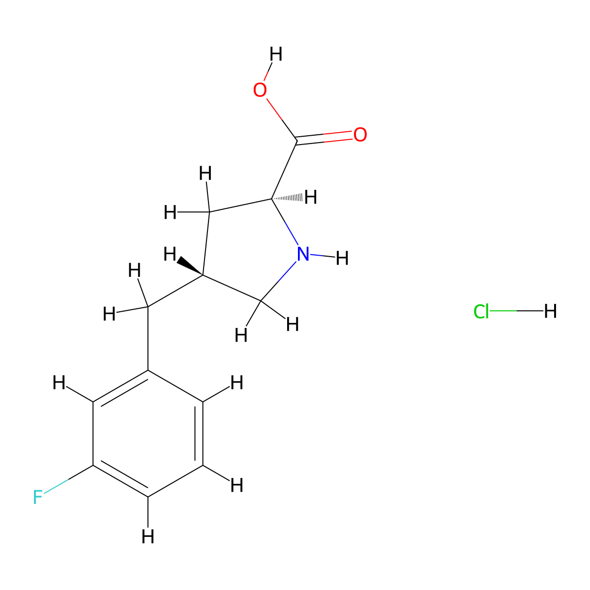 (2S,4R)-4-(3-Fluorobenzyl)pyrrolidine-2-carboxylic acid hydrochloride molecular structure, CAS 1373512-33-4