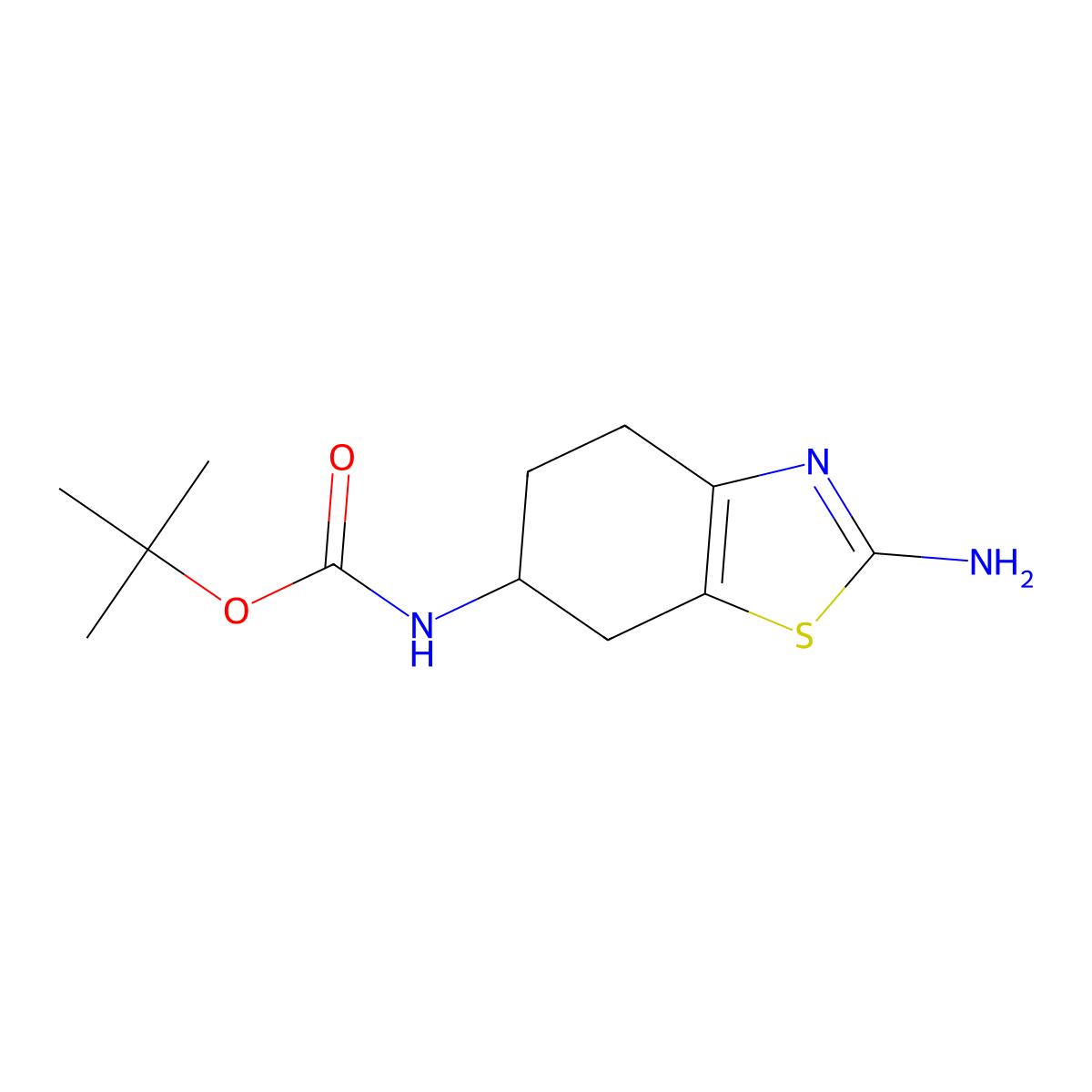 tert-butyl N-[(6R)-2-amino-4,5,6,7-tetrahydro-1,3-benzothiazol-6-yl]carbamate molecular structure, CAS 1373516-32-5