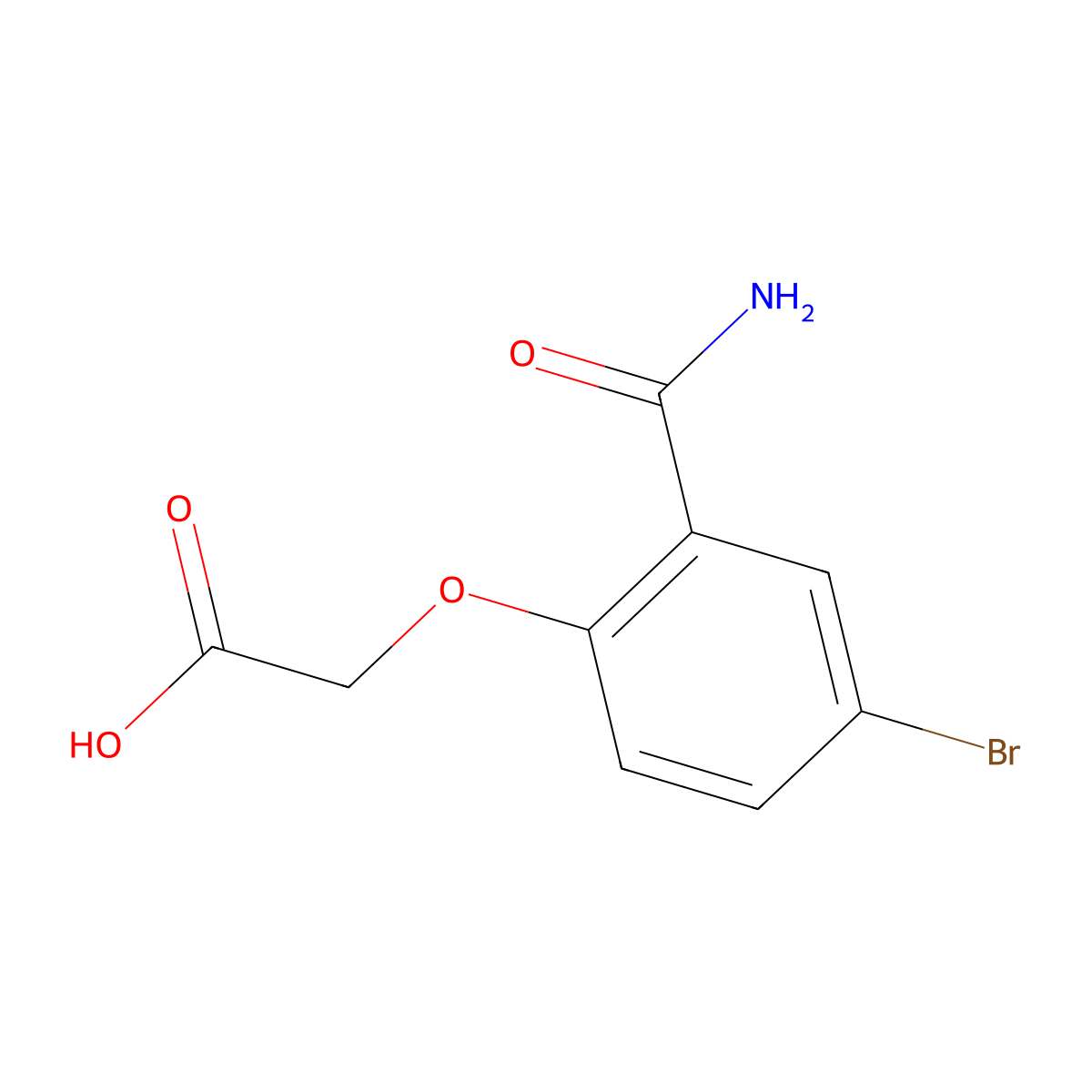 (4-Bromo-2-carbamoyl-phenoxy)acetic acid molecular structure, CAS 1373519-38-0