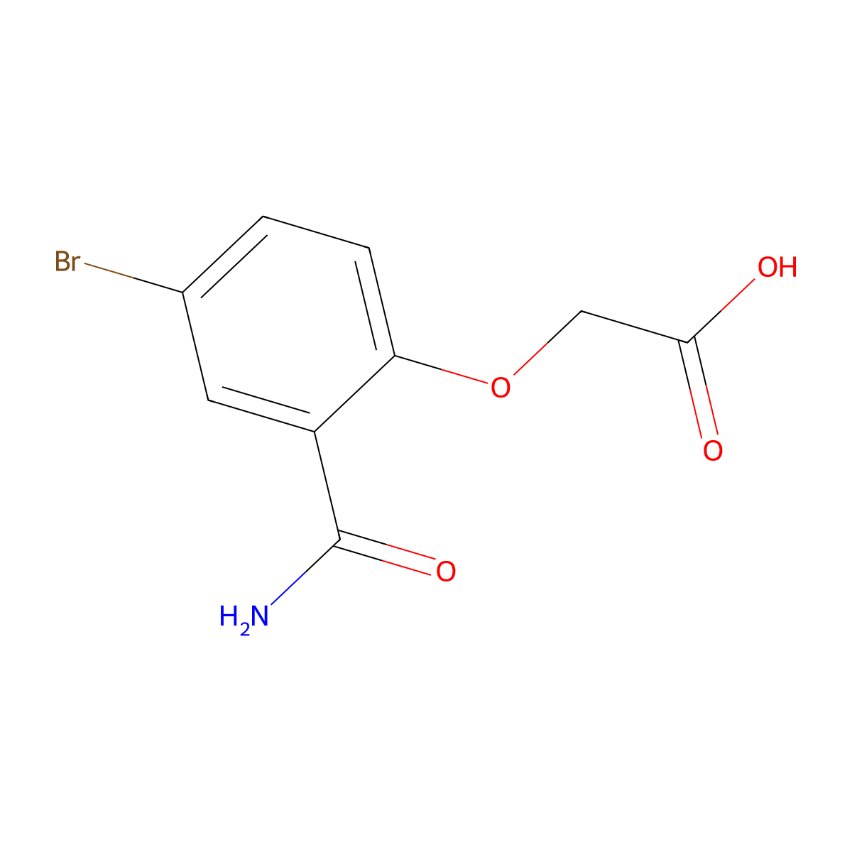 (4-Bromo-2-carbamoyl-phenoxy)acetic acid molecular structure, CAS 1373519-38-0