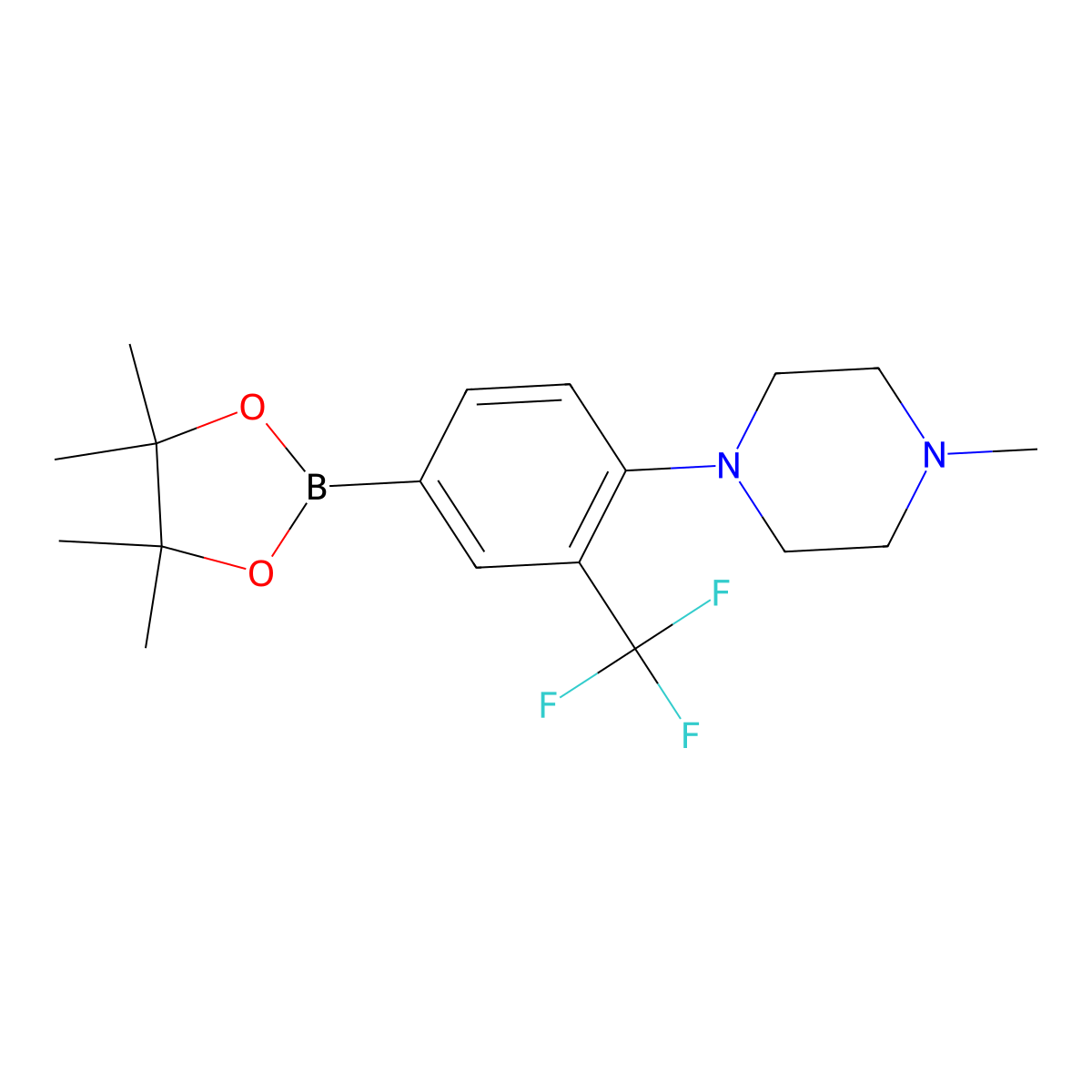 3-(Trifluoromethyl)-4-(N-methylpiperazin-1-yl)phenylboronic acid pinacol ester molecular structure, CAS 1373522-68-9