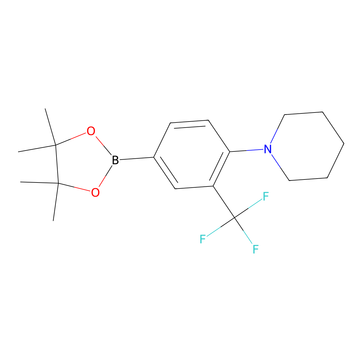 1-(4-(4,4,5,5-Tetramethyl-1,3,2-dioxaborolan-2-yl)-2-(trifluoromethyl)phenyl)piperidine molecular structure, CAS 1373522-74-7