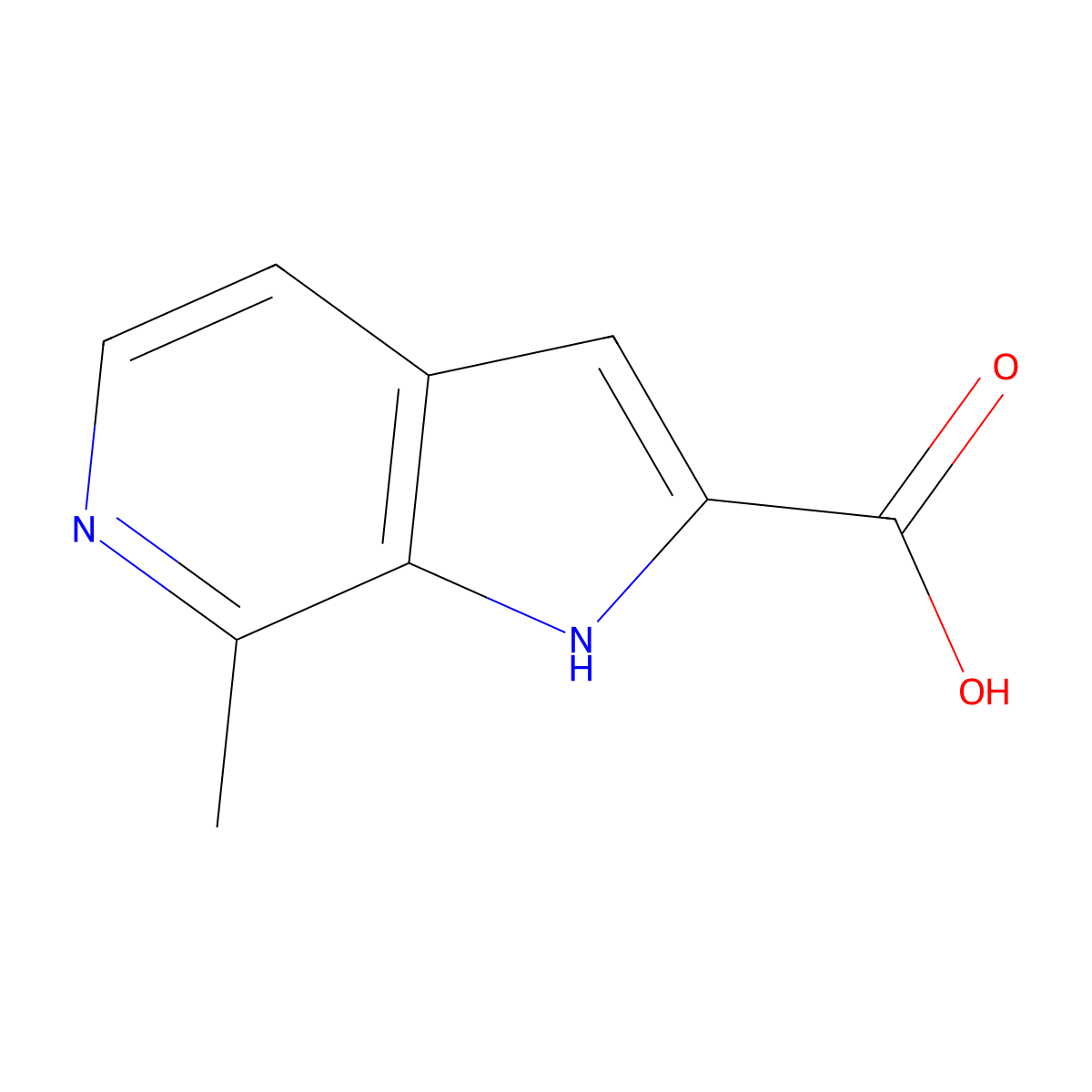 7-methyl-1H-pyrrolo[2,3-c]pyridine-2-carboxylic acid molecular structure, CAS 1373549-71-3