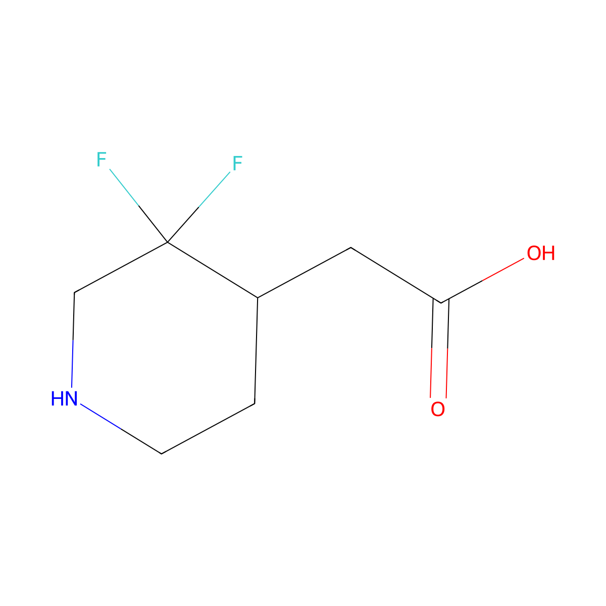 2-(3,3-Difluoropiperidin-4-yl)acetic acid molecular structure, CAS 1373609-09-6