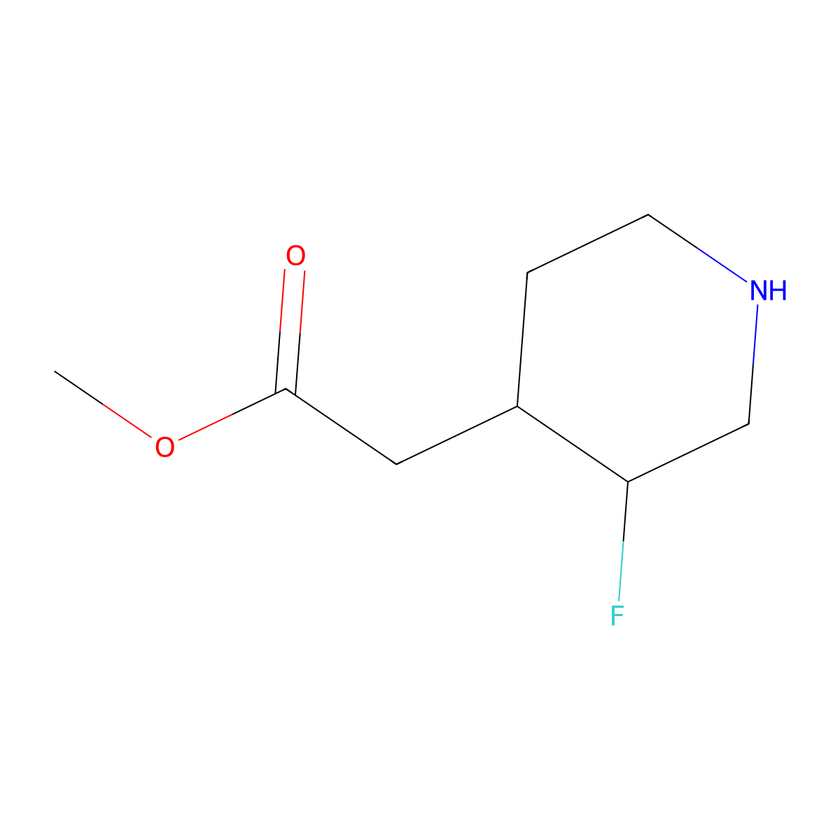 Methyl 2-(3-fluoropiperidin-4-yl)acetate molecular structure, CAS 1373609-17-6