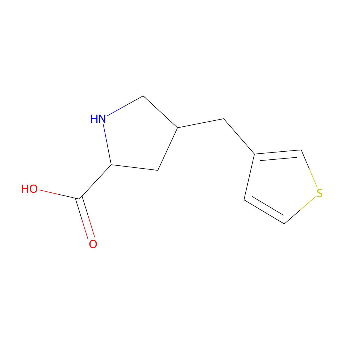 (2S,4R)-4-(thiophen-3-ylmethyl)pyrrolidine-2-carboxylic acid molecular structure, CAS 1373609-37-0