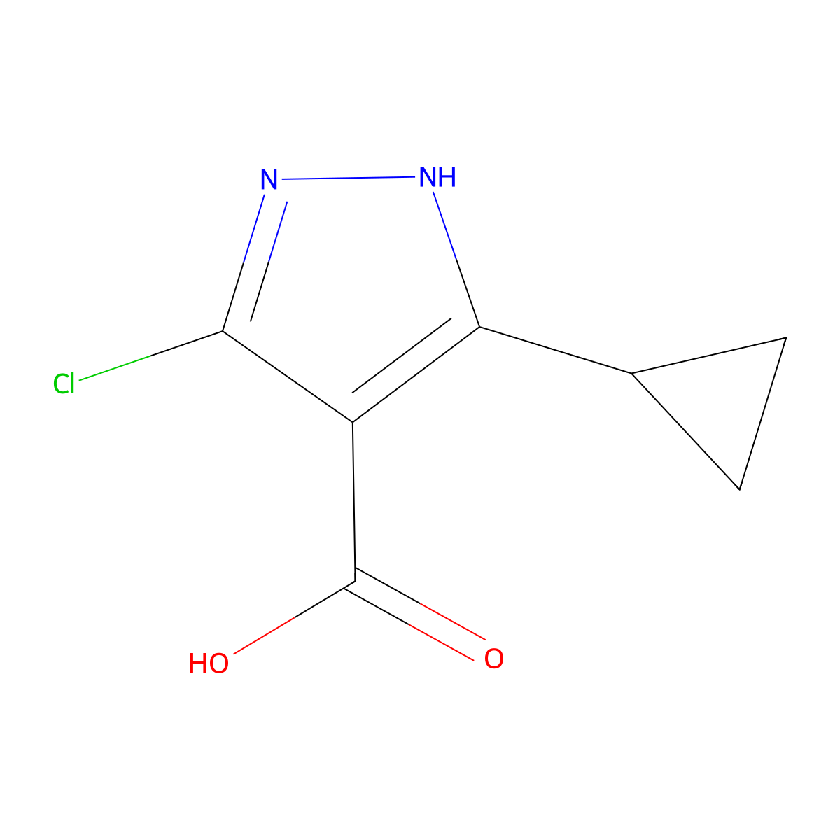 5-chloro-3-cyclopropyl-1H-pyrazole-4-carboxylic acid molecular structure, CAS 1373611-77-8