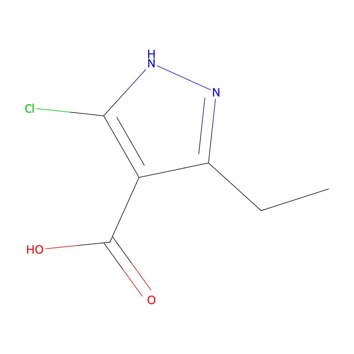 5-chloro-3-ethyl-1H-pyrazole-4-carboxylic acid molecular structure, CAS 1373611-91-6