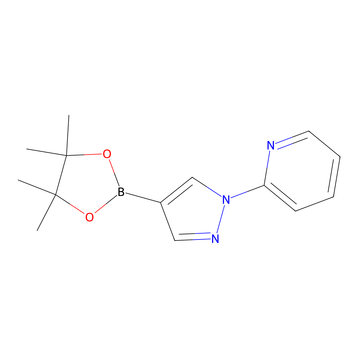 2-(4-(tetramethyl-1,3,2-dioxaborolan-2-yl)-1H-pyrazol-1-yl)pyridine molecular structure, CAS 1373616-12-6