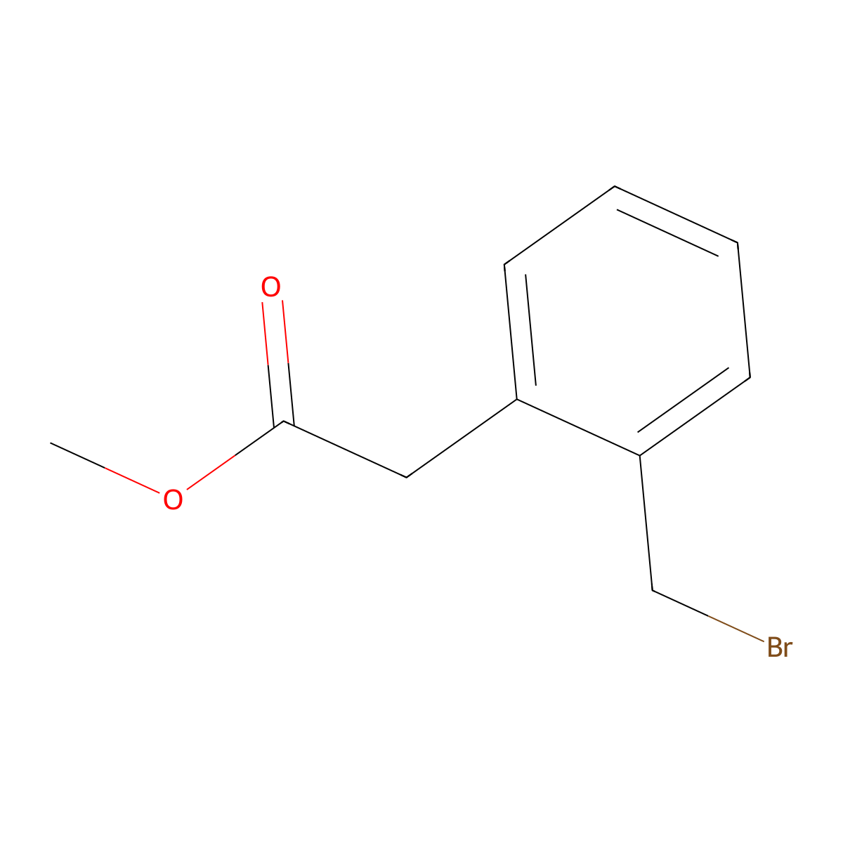 Benzeneacetic acid, 2-(bromomethyl)-, methyl ester molecular structure, CAS 13737-37-6