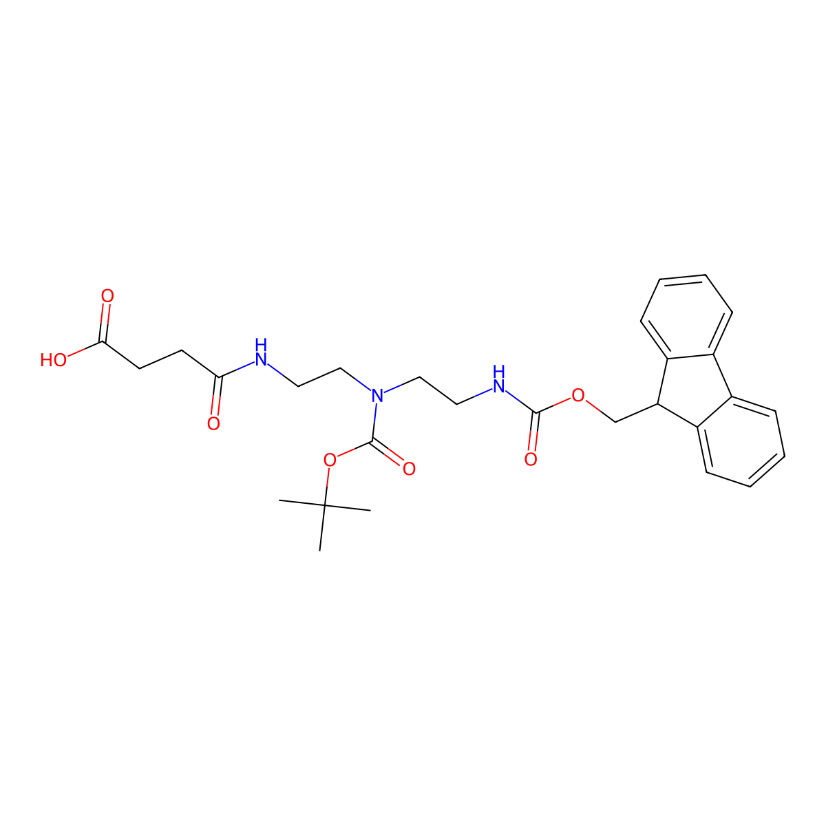 4-Oxo-4-[2-[tert-butoxycarbonyl[2-(9H-fluorene-9-ylmethoxycarbonylamino)ethyl]amino]ethylamino]butyric acid molecular structure, CAS 1373763-34-8