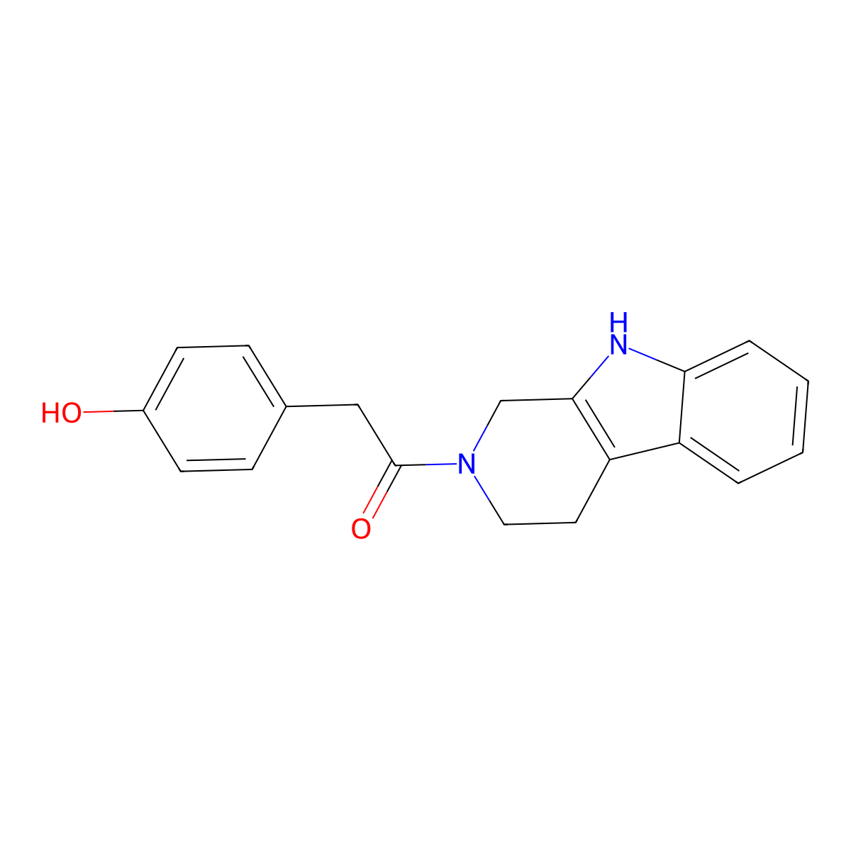 2-(4-Hydroxyphenyl)-1-(1,3,4,9-tetrahydro-2H-pyrido[3,4-b]indol-2-yl)-ethanone molecular structure, CAS 1373764-75-0