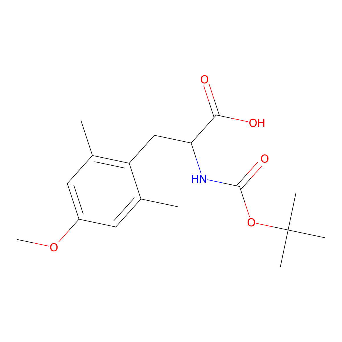 (2S)-3-(4-methoxy-2,6-dimethylphenyl)-2-[(2-methylpropan-2-yl)oxycarbonylamino]propanoic acid molecular structure, CAS 137378-59-7