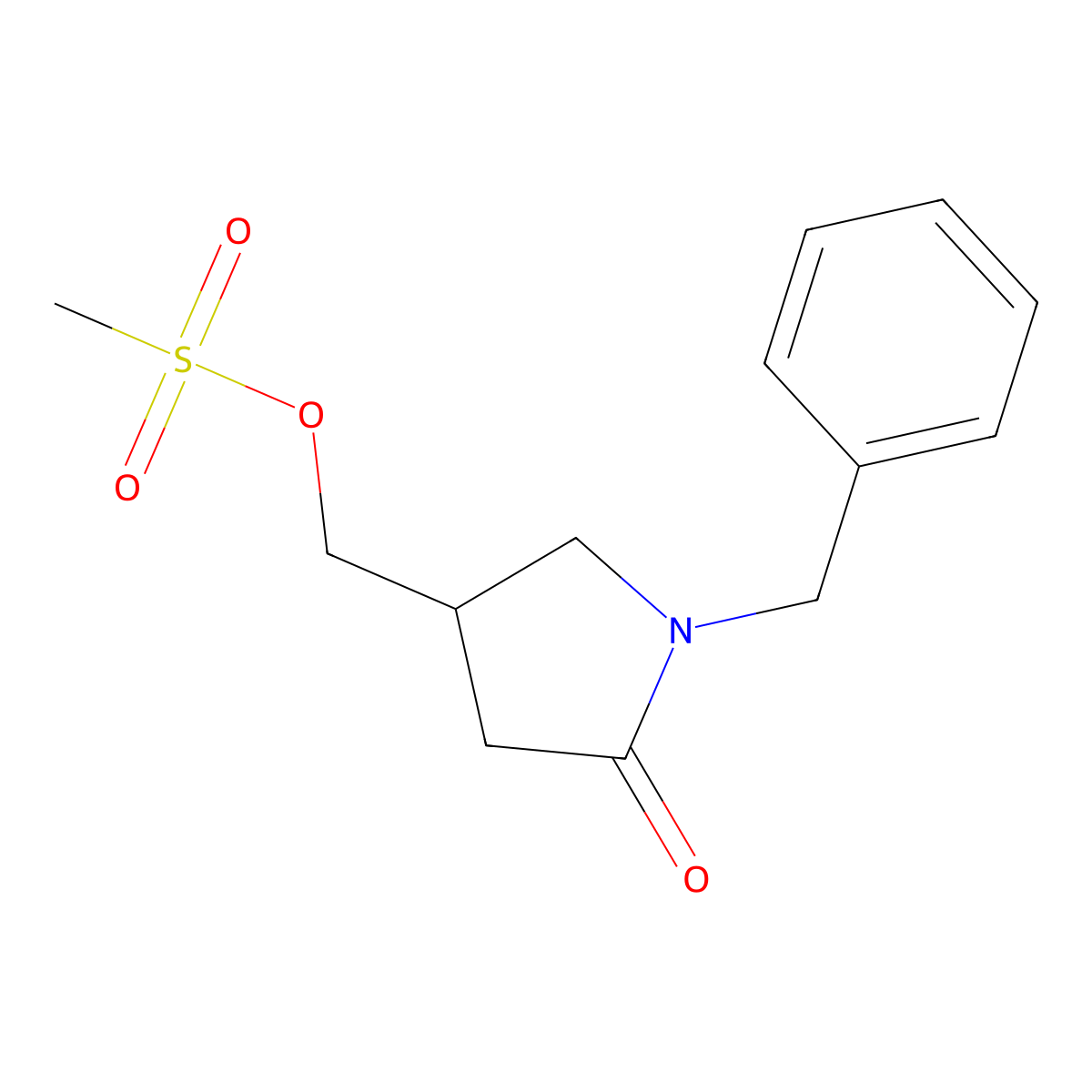 Methanesulfonic acid 1-benzyl-5-oxo-pyrrolidin-3-ylmethyl ester molecular structure, CAS 1373821-40-9