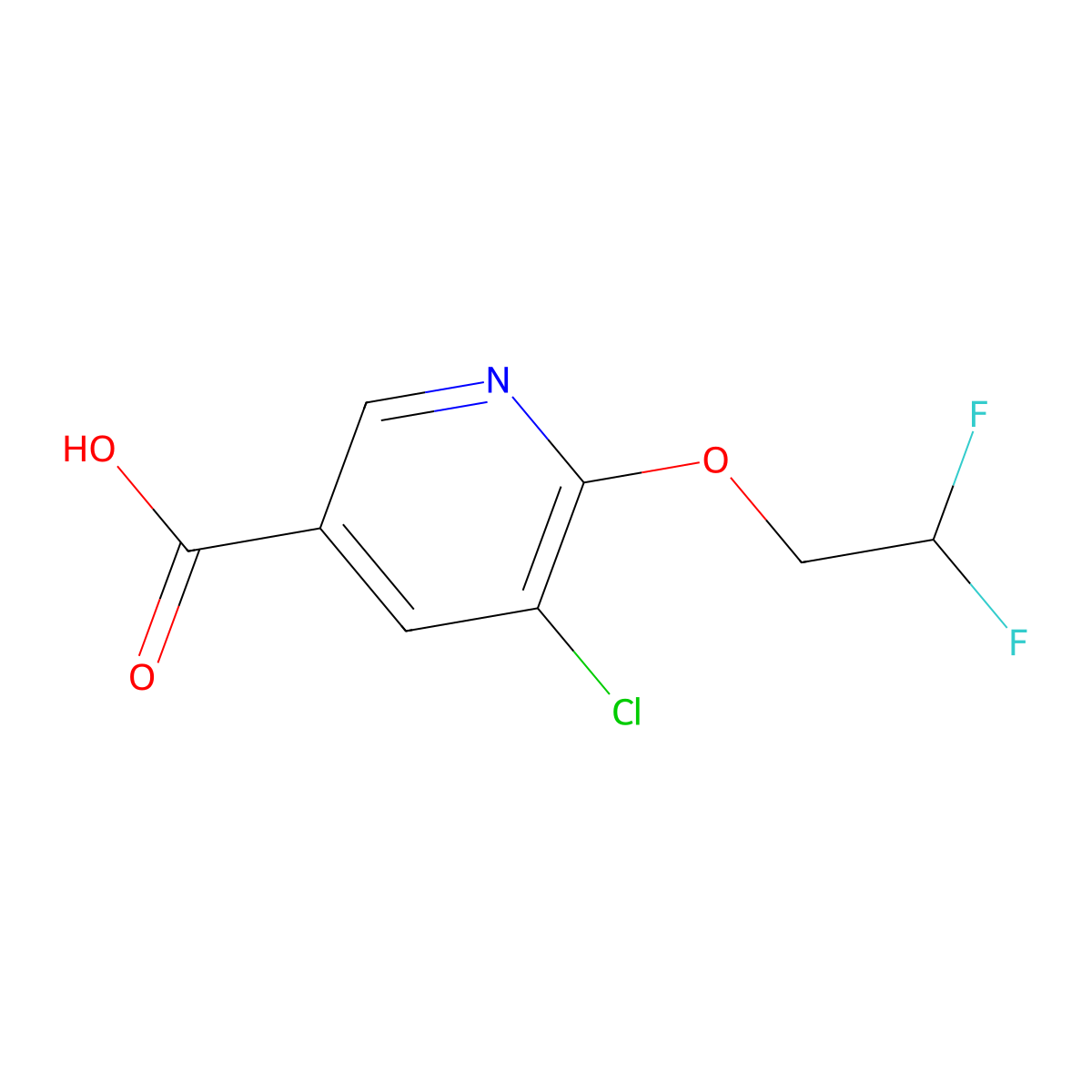 5-Chloro-6-(2,2-difluoroethoxy)pyridine-3-carboxylic acid molecular structure, CAS 1373864-11-9