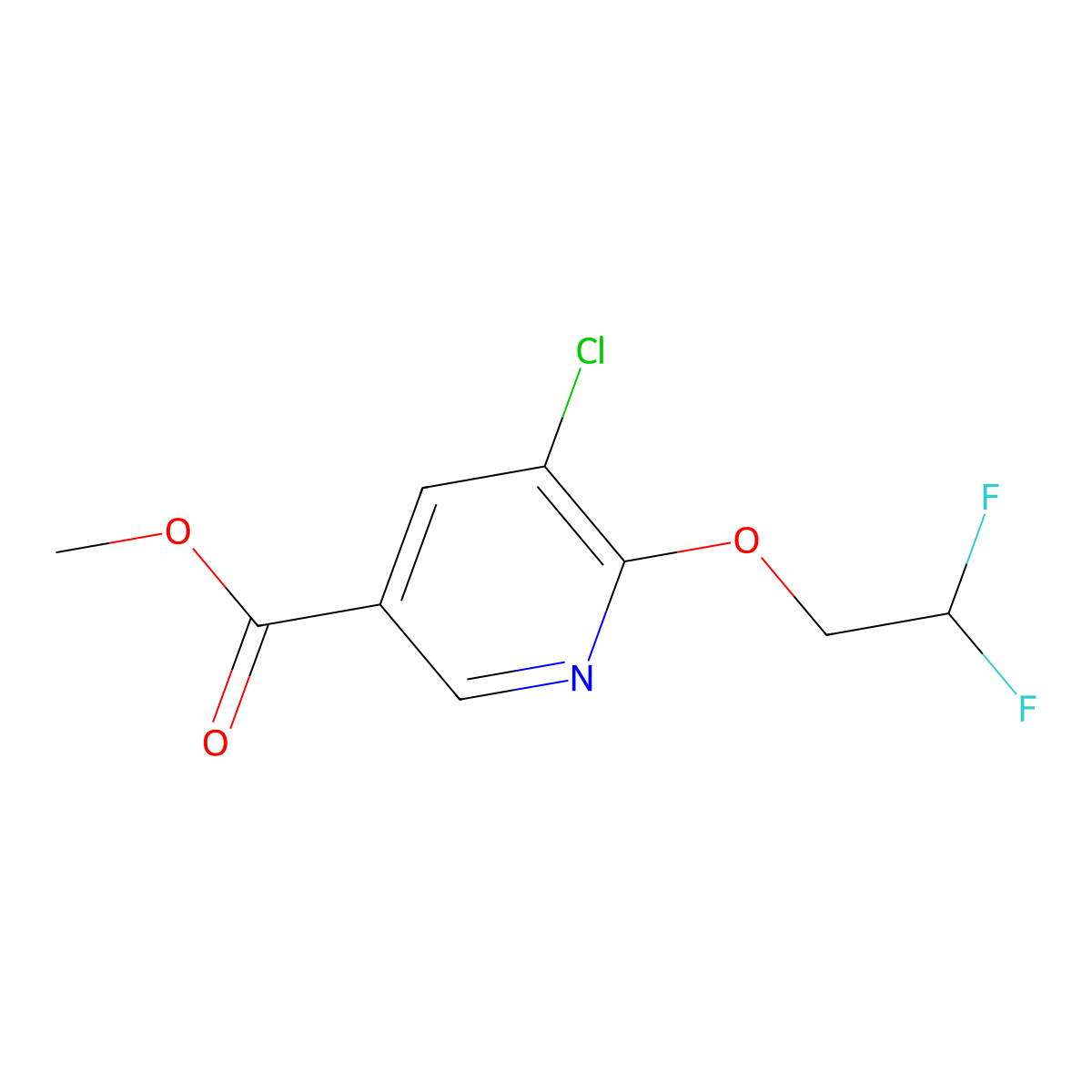Methyl 5-chloro-6-(2,2-difluoroethoxy)nicotinate molecular structure, CAS 1373864-12-0