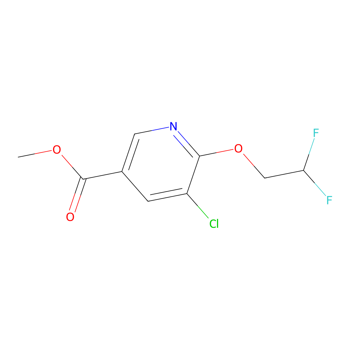Methyl 5-chloro-6-(2,2-difluoroethoxy)nicotinate molecular structure, CAS 1373864-12-0