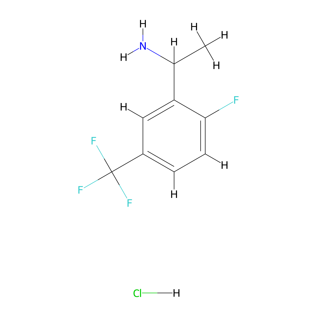 1-(2-Fluoro-5-(trifluoromethyl)phenyl)ethanamine hydrochloride molecular structure, CAS 1373865-26-9
