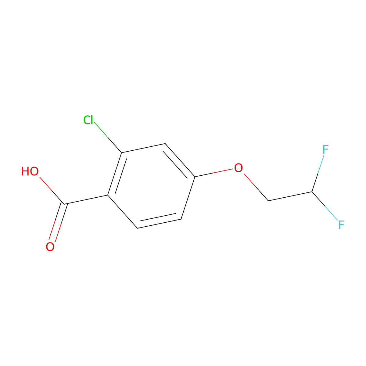 2-Chloro-4-(2,2-difluoroethoxy)benzoic acid molecular structure, CAS 1373865-81-6