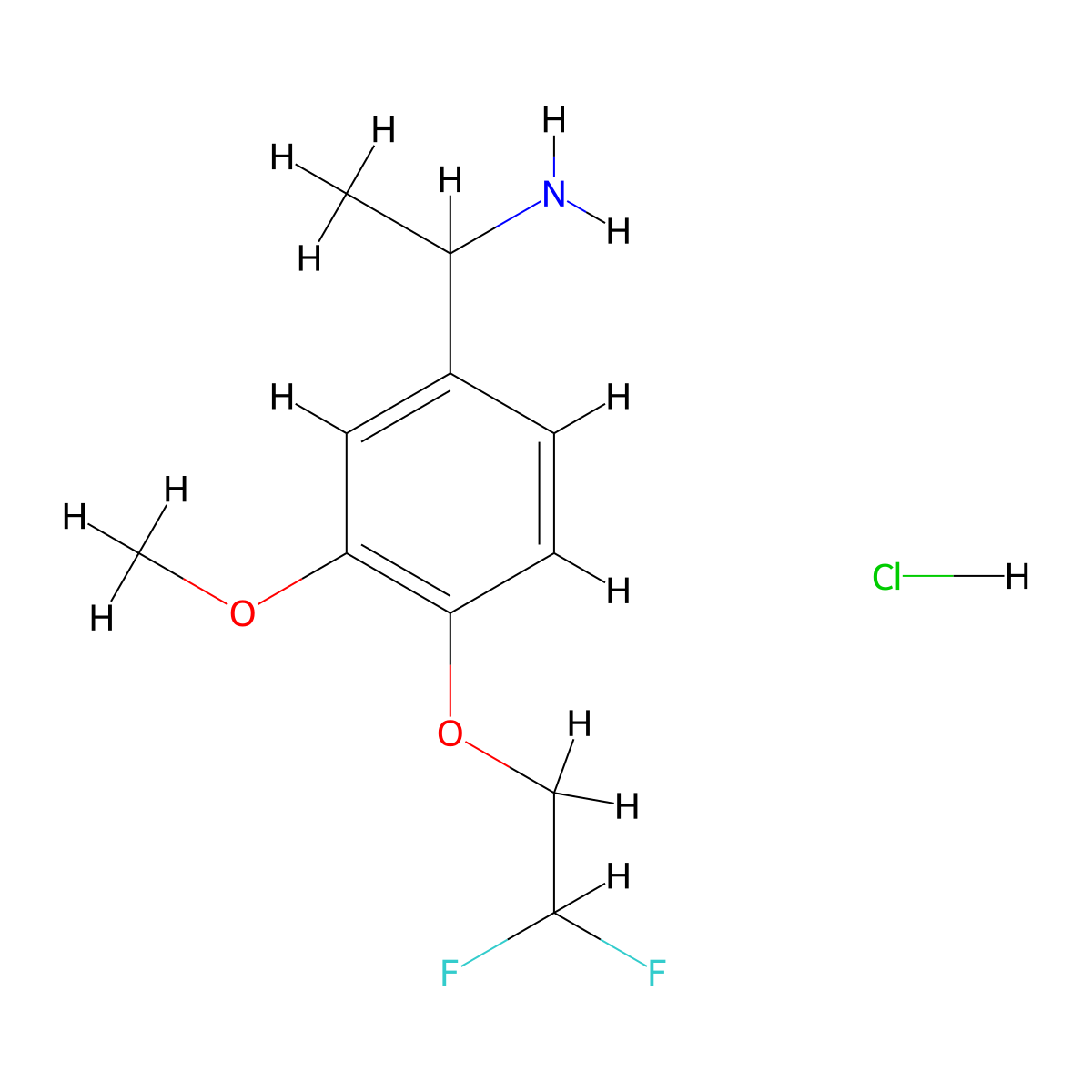 1-[4-(2,2-Difluoroethoxy)-3-methoxyphenyl]ethanamine hydrochloride molecular structure, CAS 1373866-16-0