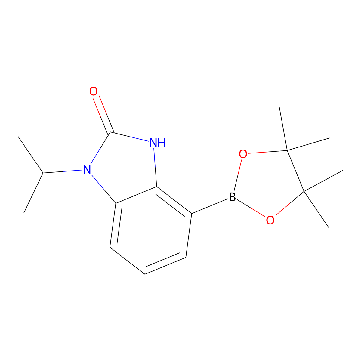 1-Isopropyl-4-(4,4,5,5-tetramethyl-[1,3,2]dioxaborolan-2-yl)-1,3-dihydro-benzoimidazol-2-one molecular structure, CAS 1373872-21-9