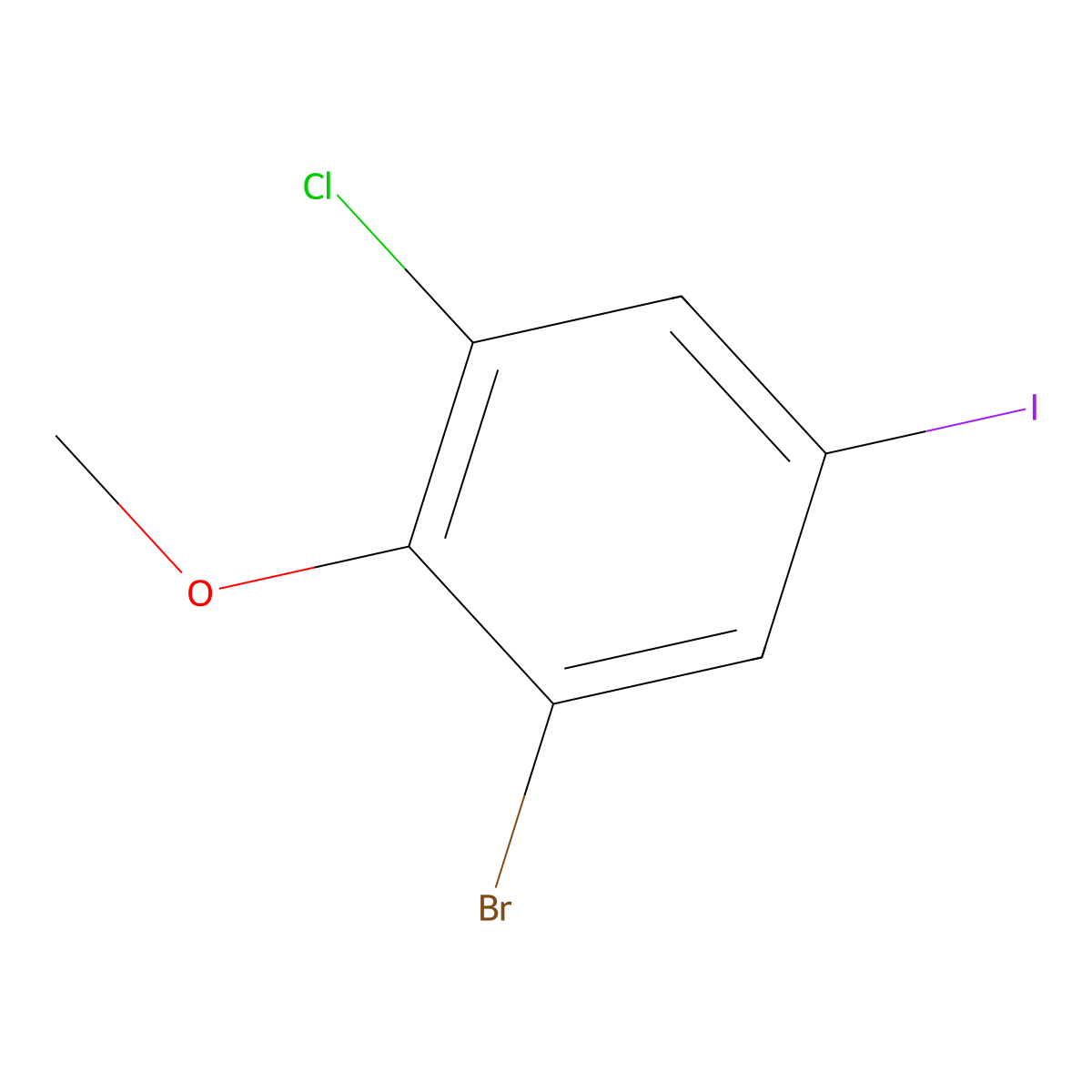 1-Bromo-3-chloro-5-iodo-2-methoxybenzene molecular structure, CAS 1373873-52-9