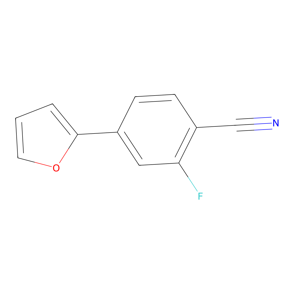 2-Fluoro-4-(2-furanyl)benzonitrile molecular structure, CAS 1373876-91-5