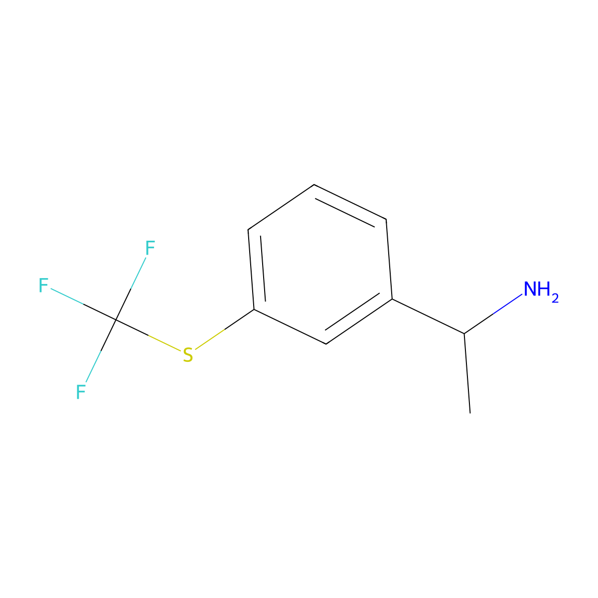 1-{3-[(Trifluoromethyl)sulfanyl]phenyl}ethan-1-amine molecular structure, CAS 1373916-35-8
