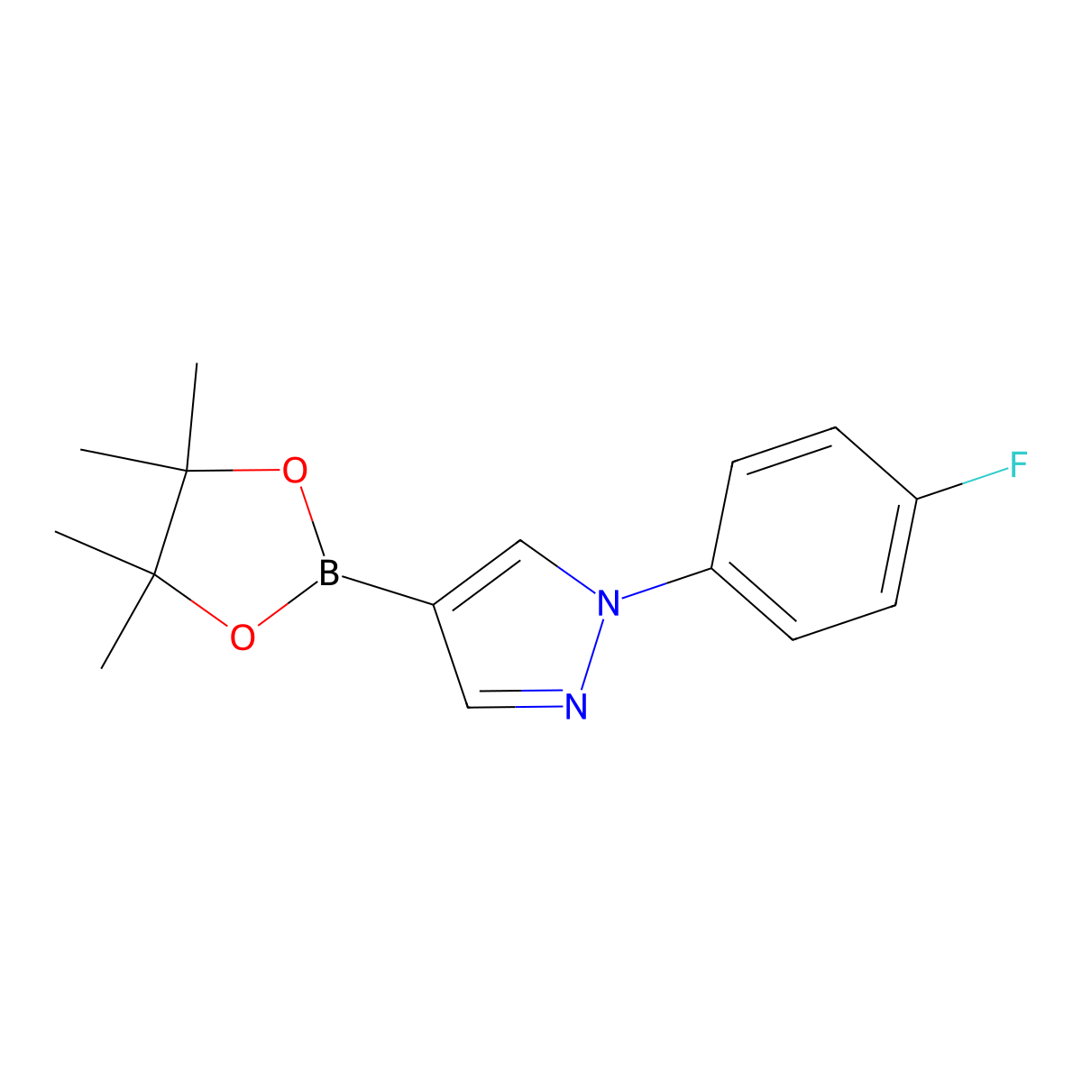 1-(4-fluorophenyl)-4-(4,4,5,5-tetramethyl-1,3,2-dioxaborolan-2-yl)-1H-pyrazole molecular structure, CAS 1373918-57-0