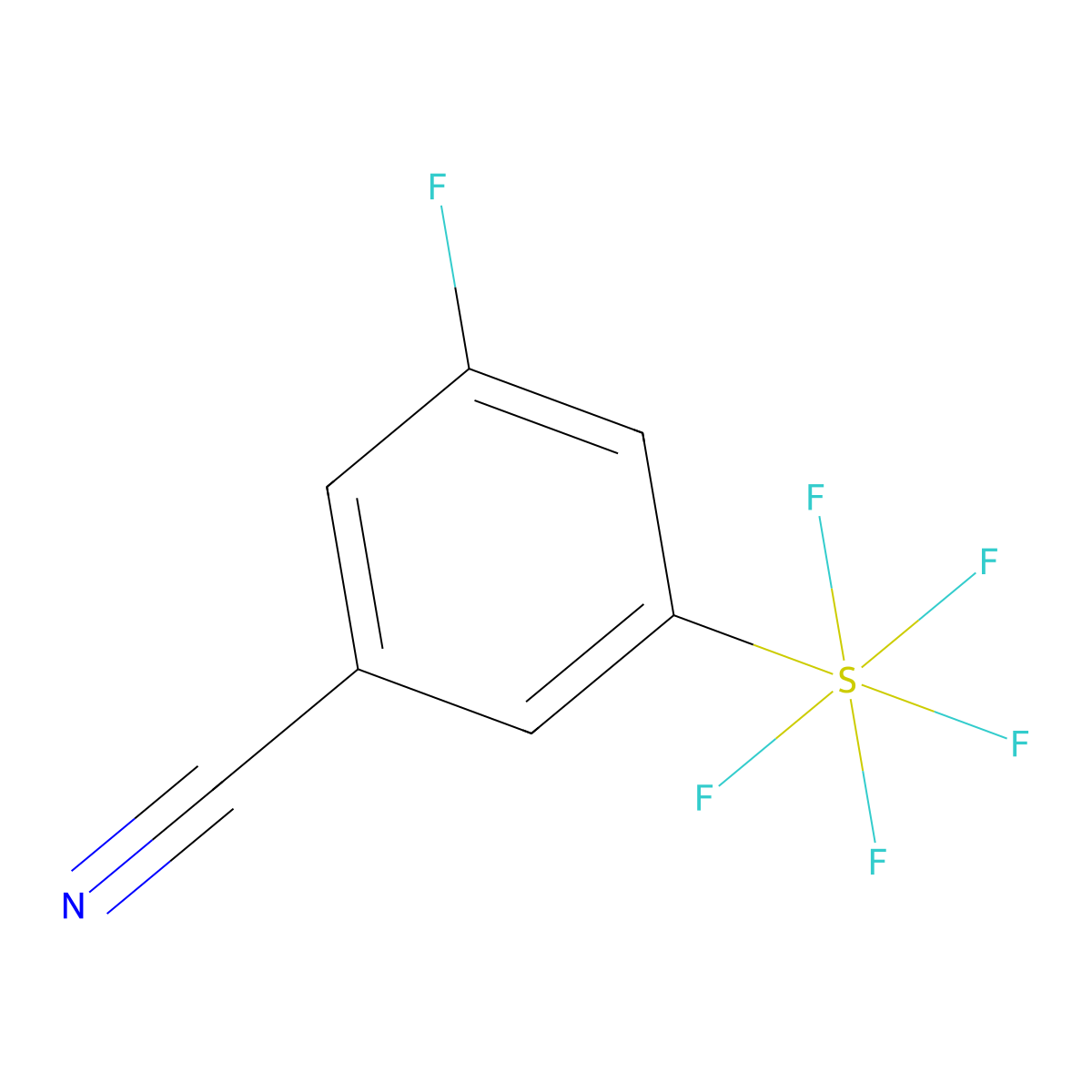 3-Fluoro-5-(pentafluorosulfur)benzonitrile molecular structure, CAS 1373920-62-7