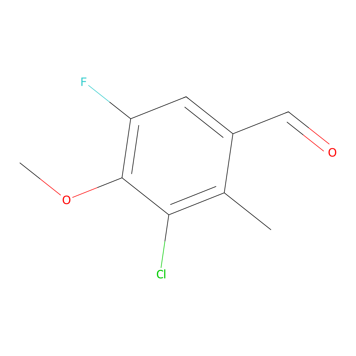 3-Chloro-5-fluoro-4-methoxy-2-methylbenzaldehyde molecular structure, CAS 1373920-69-4