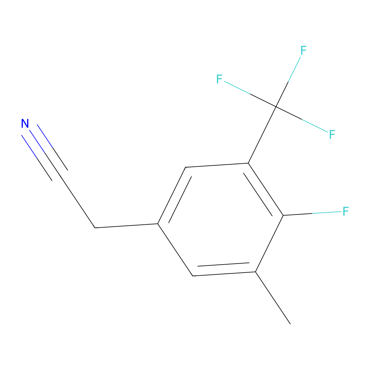 4-Fluoro-3-methyl-5-(trifluoromethyl)phenylacetonitrile molecular structure, CAS 1373920-75-2