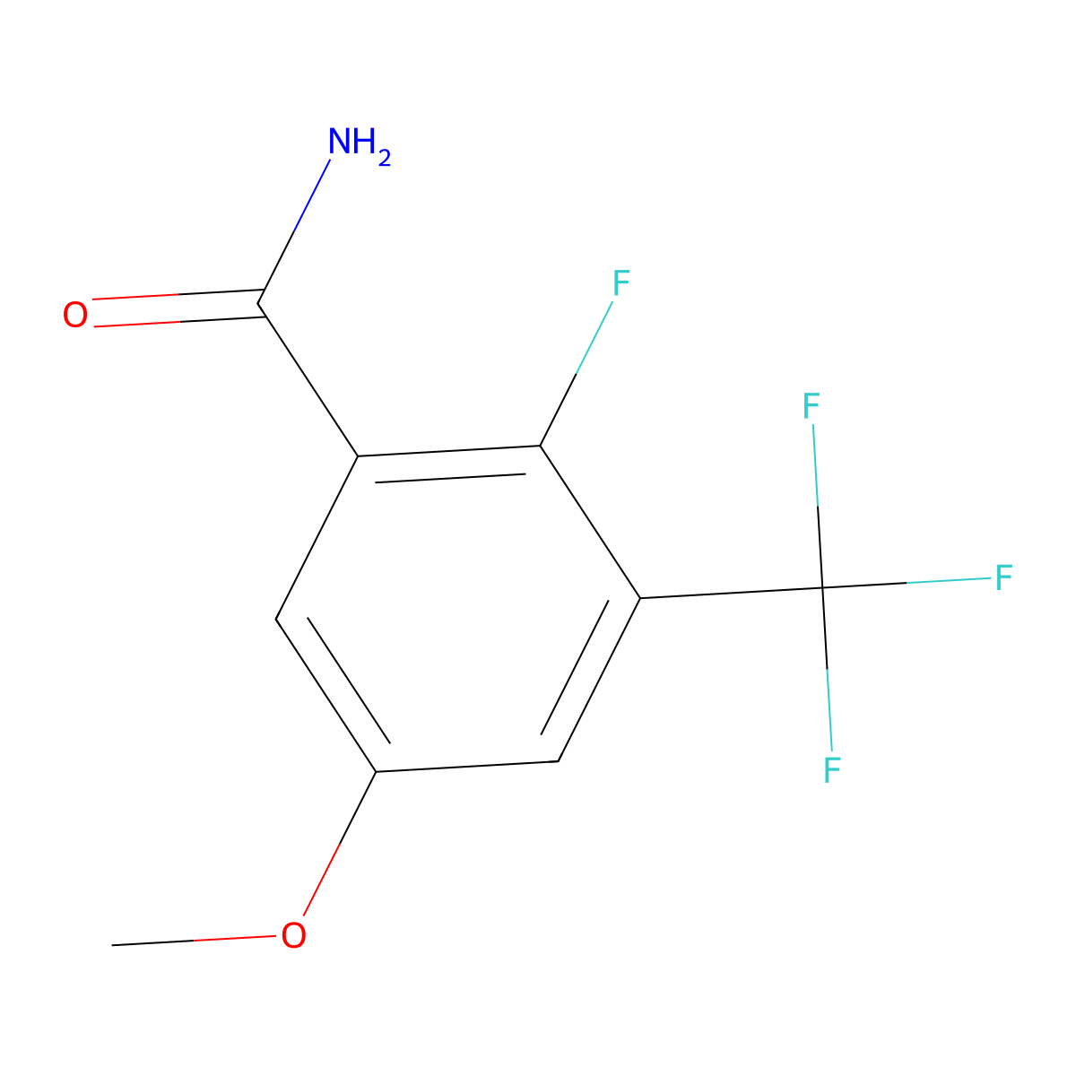2-Fluoro-5-methoxy-3-(trifluoromethyl)benzamide molecular structure, CAS 1373920-76-3