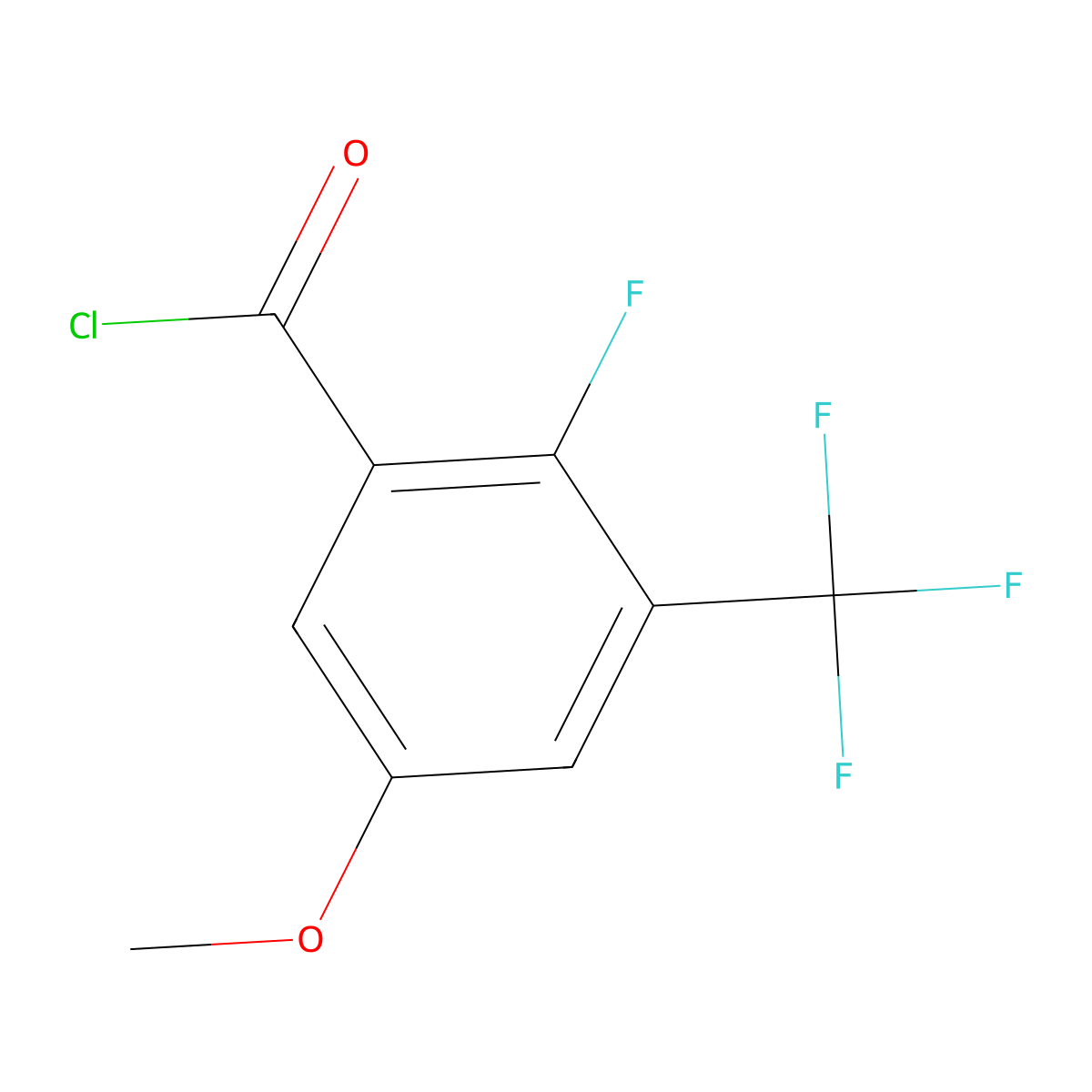 2-Fluoro-5-methoxy-3-(trifluoromethyl)benzoyl chloride molecular structure, CAS 1373920-78-5