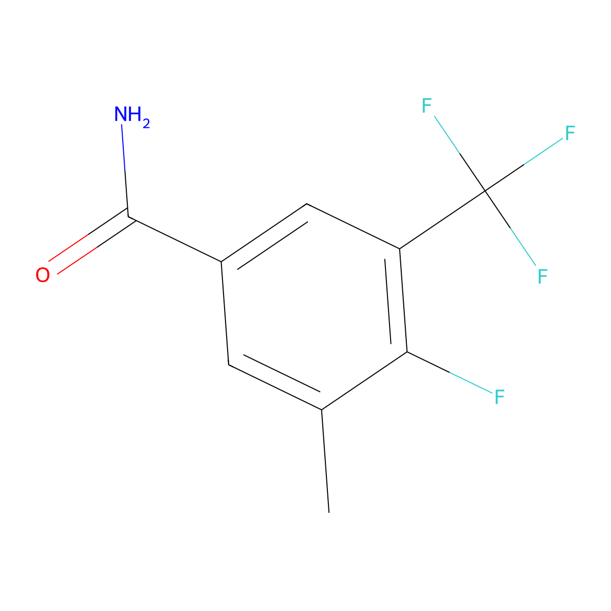 4-Fluoro-3-methyl-5-(trifluoromethyl)benzamide molecular structure, CAS 1373920-88-7