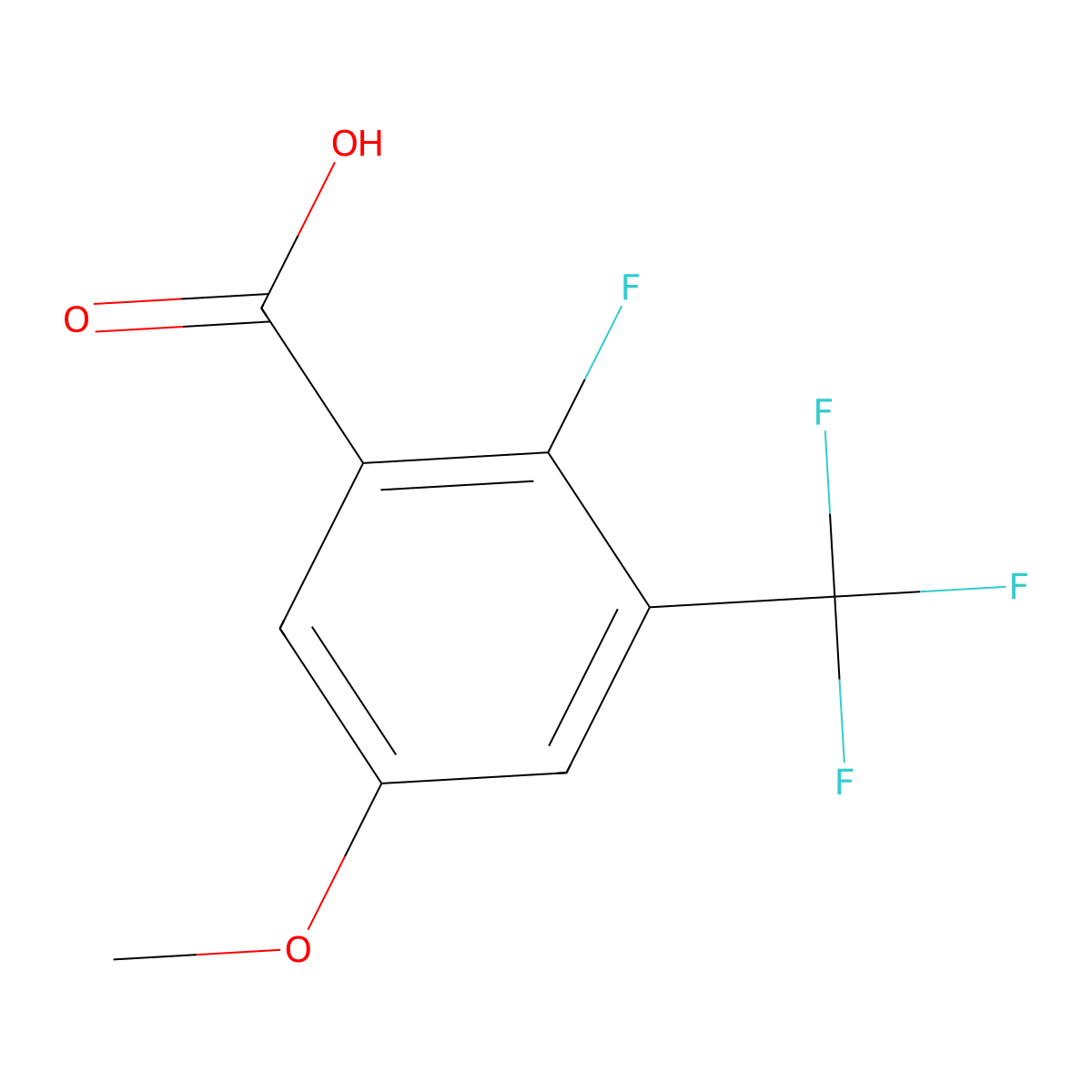 2-Fluoro-5-methoxy-3-(trifluoromethyl)benzoic acid molecular structure, CAS 1373920-90-1