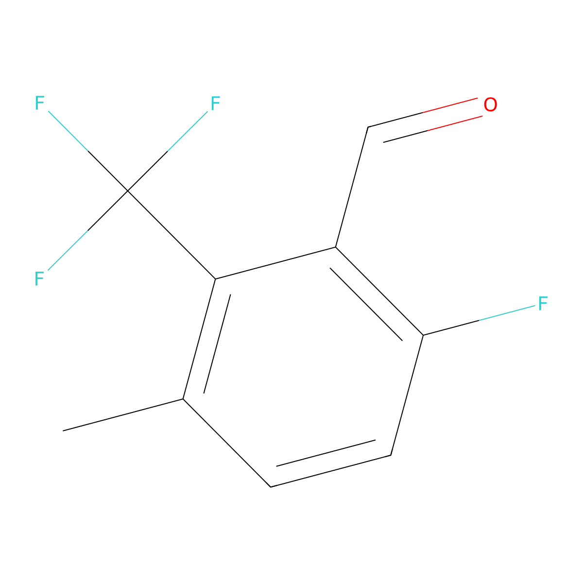 6-Fluoro-3-methyl-2-(trifluoromethyl)benzaldehyde molecular structure, CAS 1373920-97-8