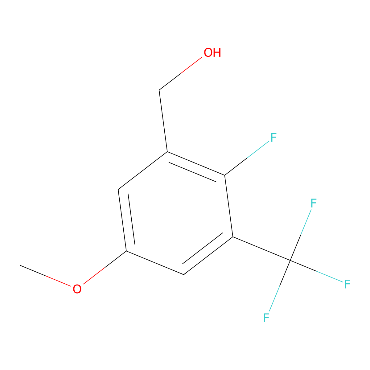 2-Fluoro-5-methoxy-3-(trifluoromethyl)benzyl alcohol molecular structure, CAS 1373921-03-9