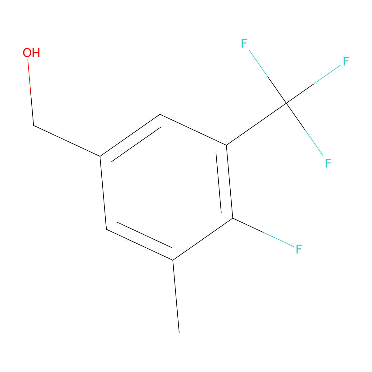 4-Fluoro-3-methyl-5-(trifluoromethyl)benzyl alcohol molecular structure, CAS 1373921-08-4